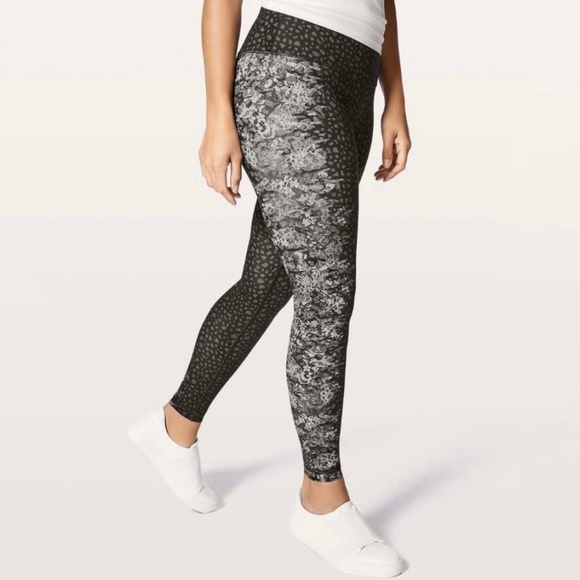 Lululemon Wunder Under Hi-Rise Tight 28" Overlace Wunderunder HR Ice Grey Black - Picture 3 of 9
